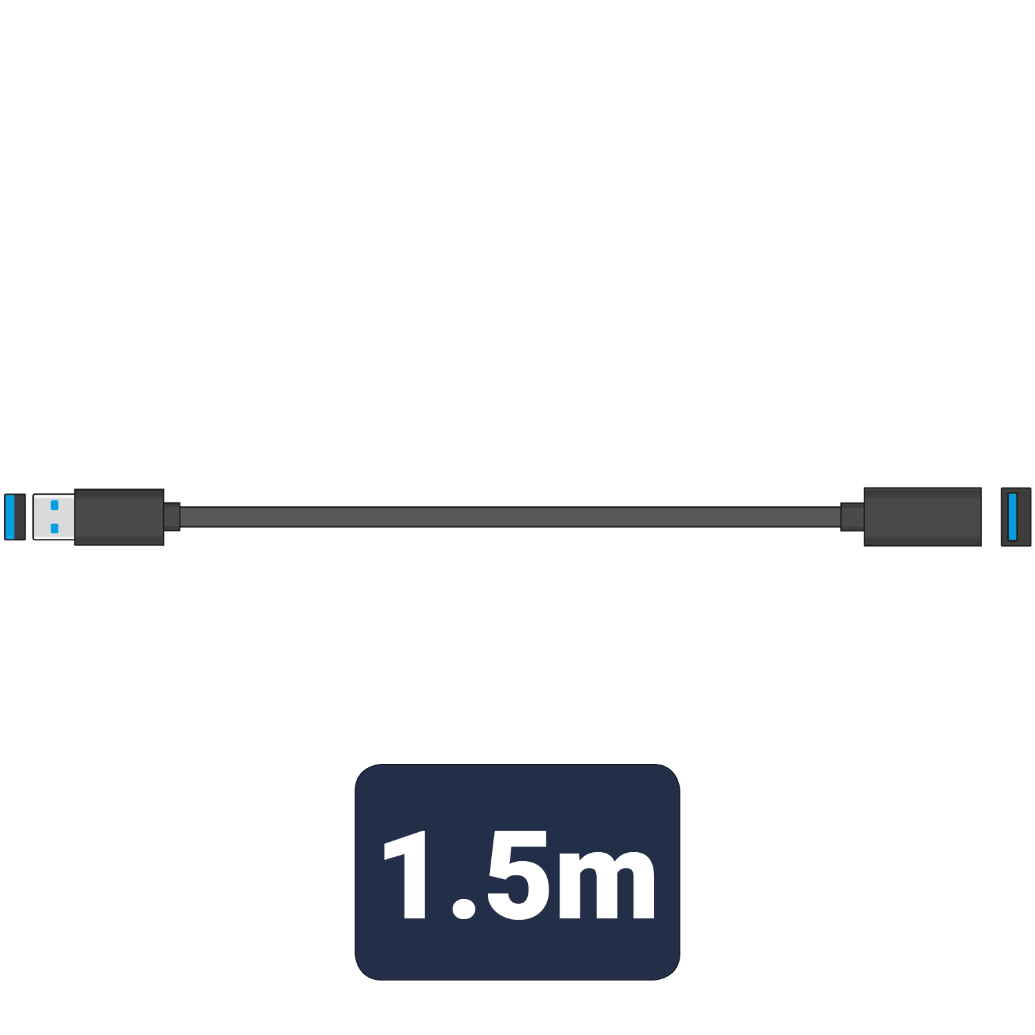 USB 3.0 Type-A Plug to Type-A Socket Leads