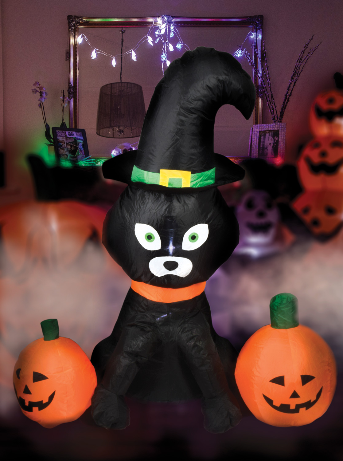 Halloween Decoration Giant Inflatable 4ft Cat Pumpkin Party