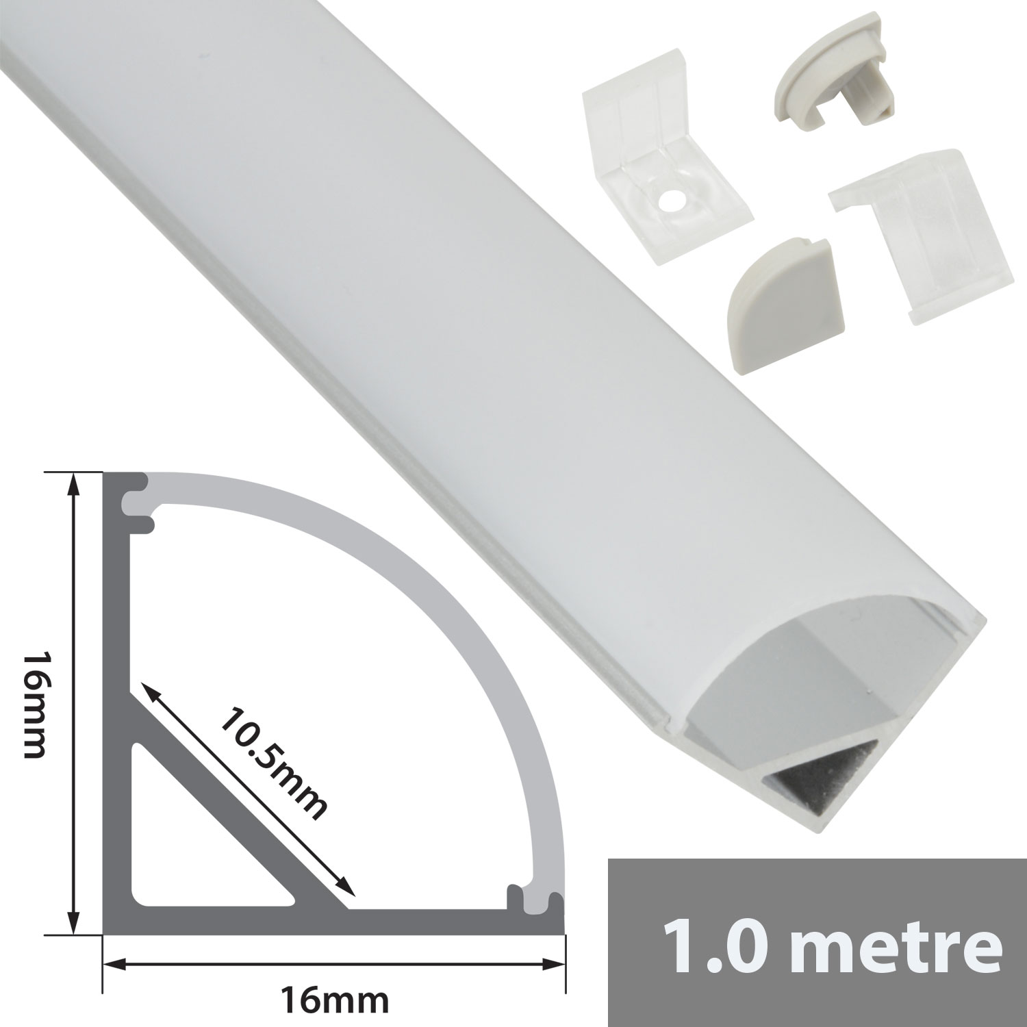 Lyyt 156.800 Extruded Aluminium 1m Version 90 Degree Arc LED Tape Profile Wht 