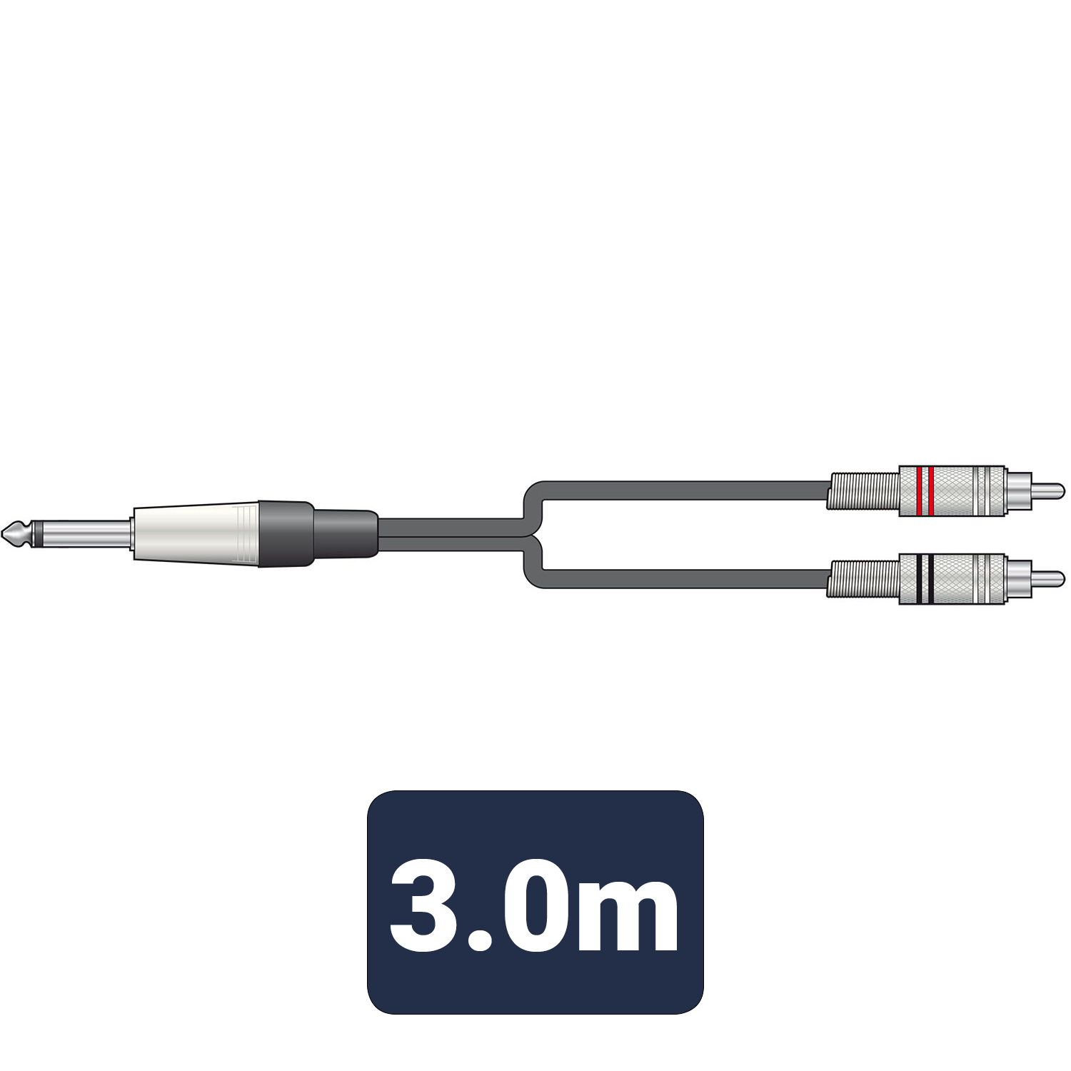 M6J-2R300 6.3 mm Mono Jack to 2 RCA Lead