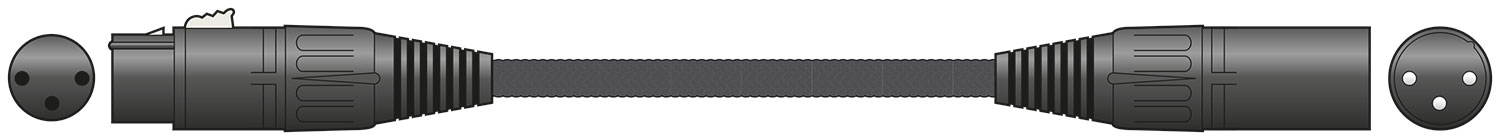 Retro Braided XLRF-XLRM Microphone Lead - Black