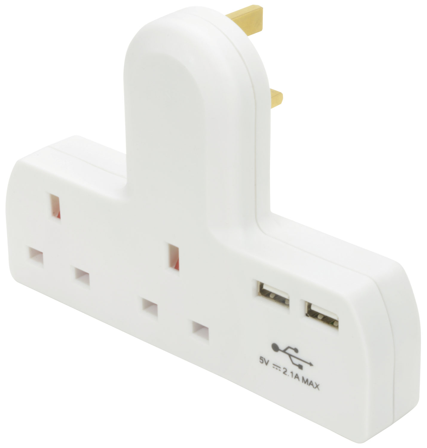 2 Way Plug Adapter With 2 USB Charger Ports Multi Sockets Extension UK Mains 