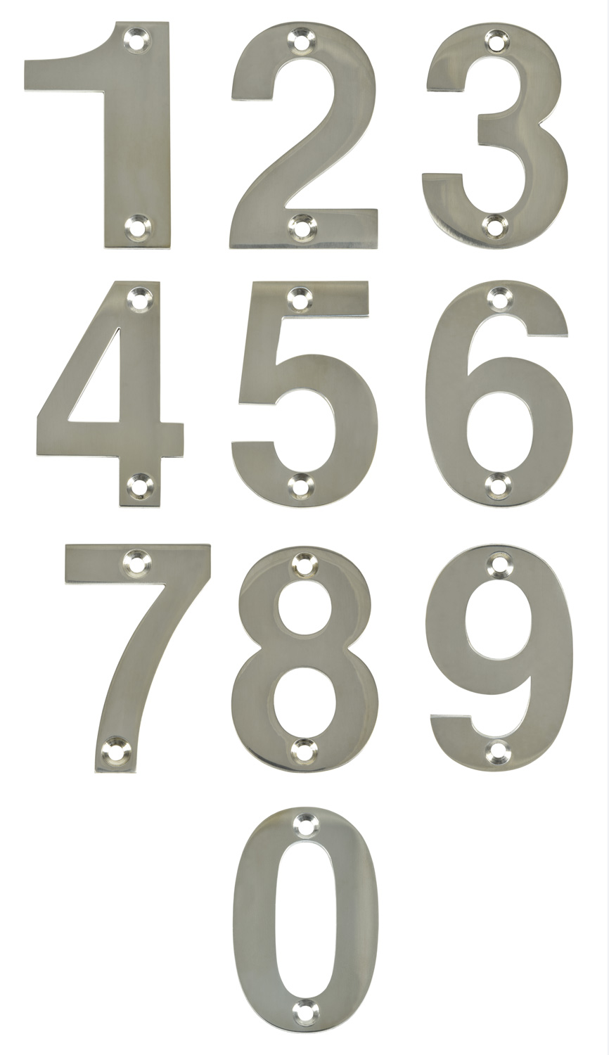 Polished Chrome Door Numbers 2" ( 50 mm ) Black House Flat Apartment